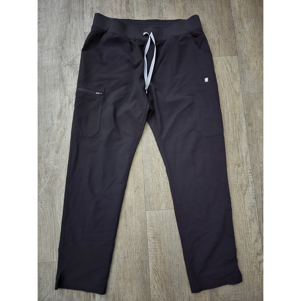 FIGS Technical Collection Scrub Pants Mens L Black Cargo Straight Leg Stretch